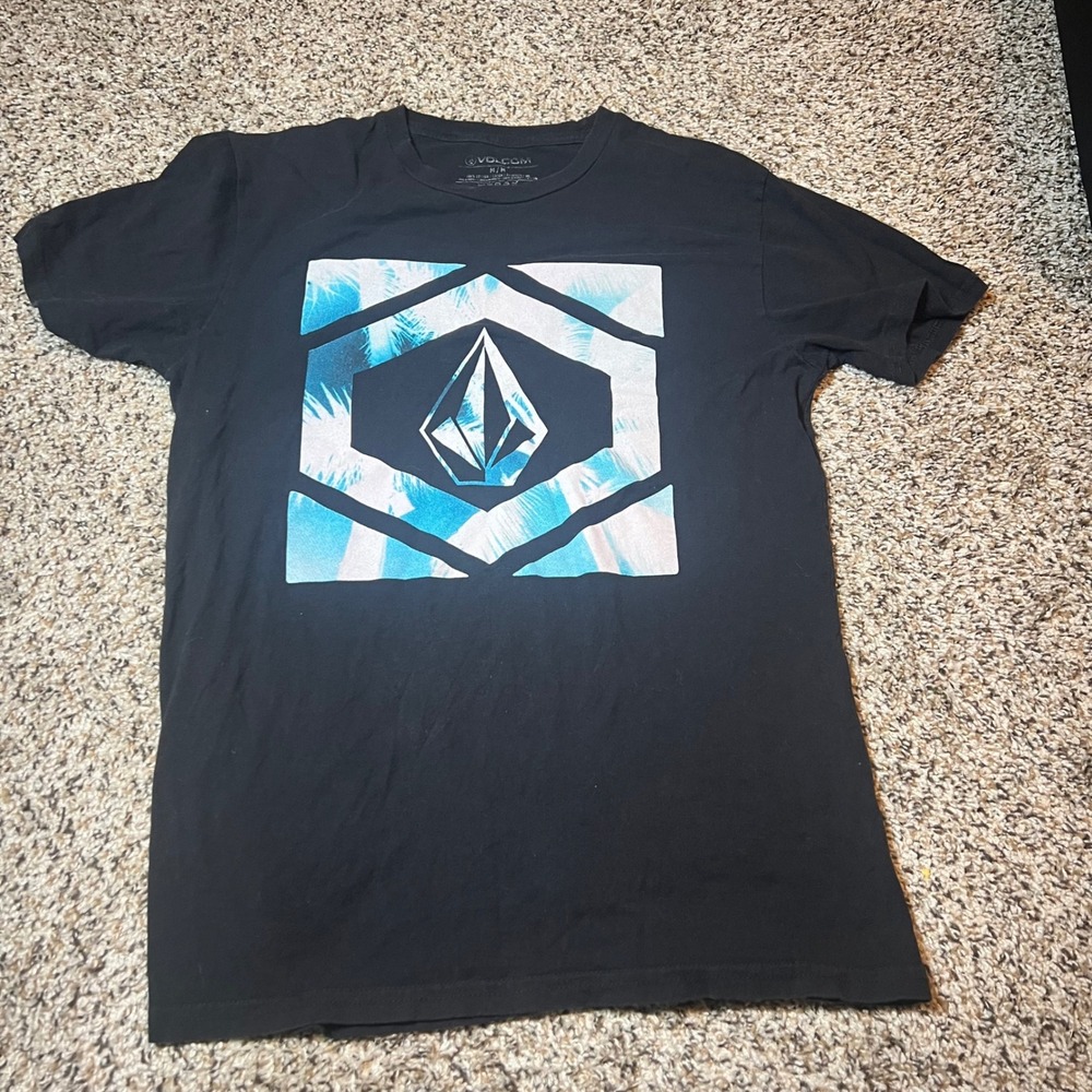 Volcom Graphic T-Shirt Palm Diamond Logo Black Tee Medium